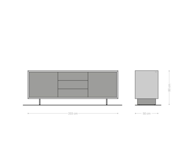 Komoda Yori 200 cm metalická zlatá 2 dveře 3 zásuvky akrylové nohy keramika Laminam® Noir Desir hnědá - Image 8
