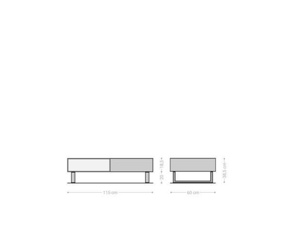 Konferenční stolek New Live-Edge 115x60 cm přírodní akácie 2 zásuvky 1 přihrádka pojezdový rám nerezová ocel kartáčovaná - Image 6