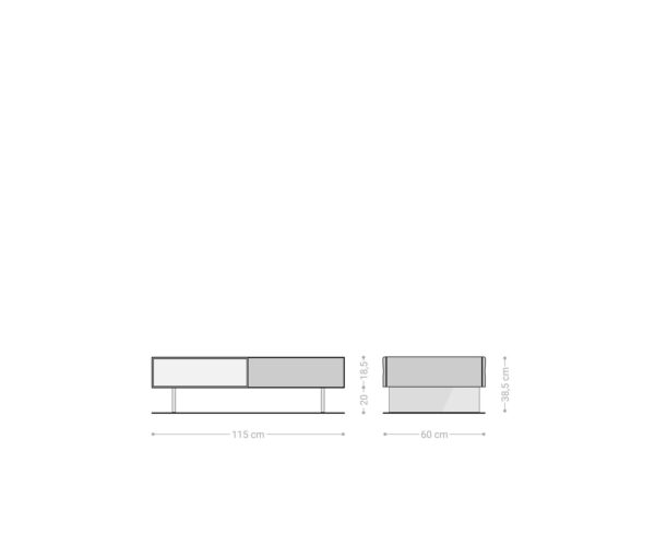 Konferenční stolek New Live-Edge 115x60 cm přírodní akácie 2 zásuvky 1 přihrádka nohy ve stylu floating kov černý - Image 6