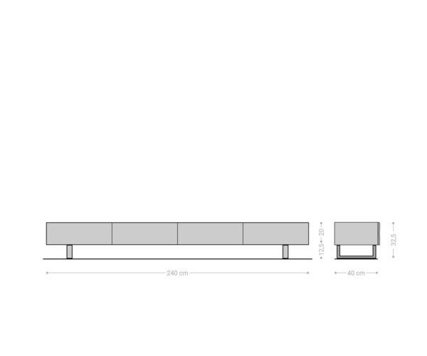 TV stolek New Live-Edge 240 cm přírodní akácie 4 zásuvky kovový rám na kolečkách černý - Image 7