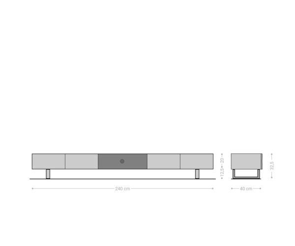 TV stolek New Live-Edge 240 cm přírodní akácie 4 dveře 1 přihrádka rám na kolečkách nerezová ocel kartáčovaná - Image 7