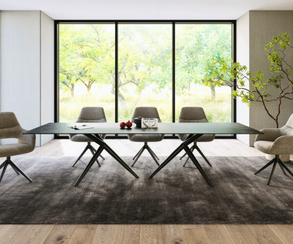 Jídelní stůl Edge 300x100 cm keramika Laminam® Nero Greco antracit Estelar kulatý kov černý - Image 2