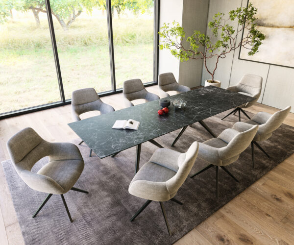 Jídelní stůl Edge 300x100 cm keramika Laminam® Nero Greco antracit Estelar kulatý kov černý - Image 6