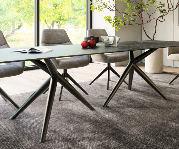 Jídelní stůl Edge 300x100 cm keramika Laminam® Nero Greco antracit Estelar kulatý kov černý - Image 7