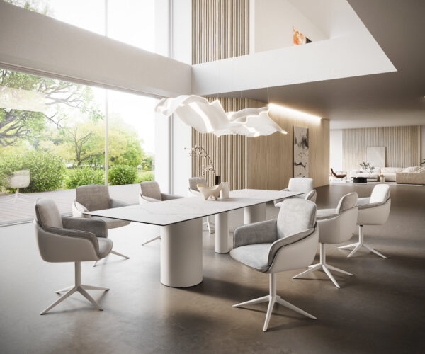 Jídelní stůl Edge 300x100 keramika Laminam® Statuarietto bílá Troa kov bílý - Image 7