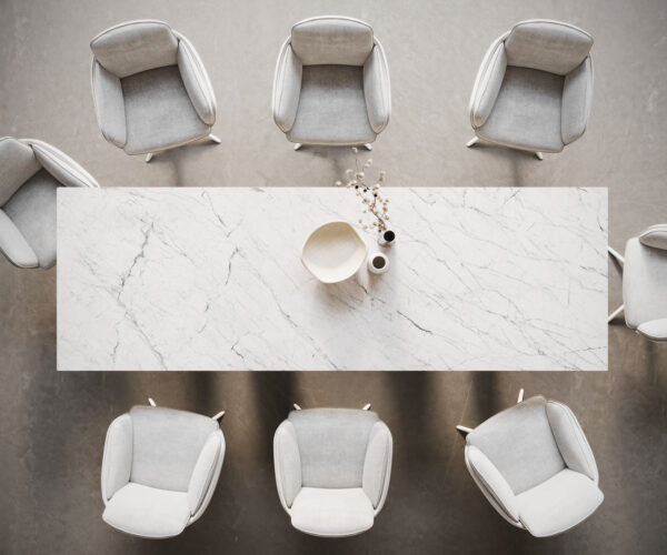 Jídelní stůl Edge 300x100 keramika Laminam® Statuarietto white Pilier kov bílý - Image 6