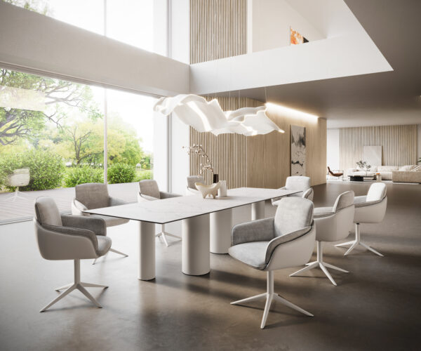 Jídelní stůl Edge 300x100 keramika Laminam® Statuarietto white Pilier kov bílý - Image 7