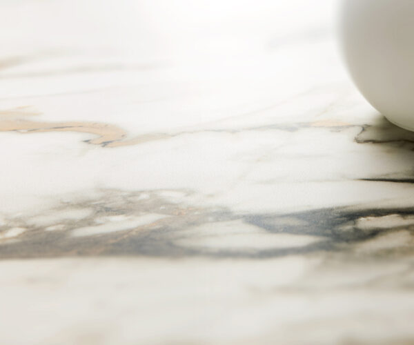 Jídelní stůl Edge 300x100 cm keramika Calacatta Luxe bílá-zlatá-šedá Troa kovový efekt titanový - Image 5