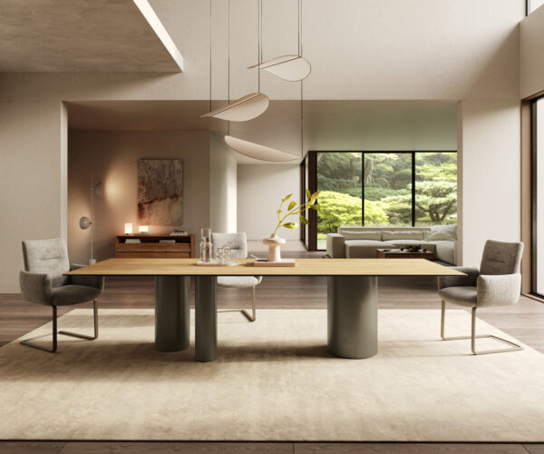 Jídelní stůl Edge 300x100 cm keramika Laminam® Sabbia dubová barva Troa kovový efekt titanový - Image 2