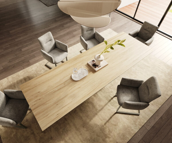 Jídelní stůl Edge 300x100 cm keramika Laminam® Sabbia dubová barva Troa kovový efekt titanový - Image 4
