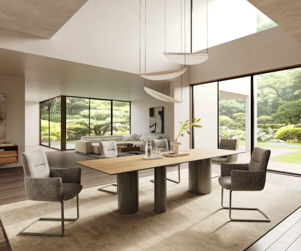Jídelní stůl Edge 300x100 cm keramika Laminam® Sabbia dubová barva Troa kovový efekt titanový - Image 6