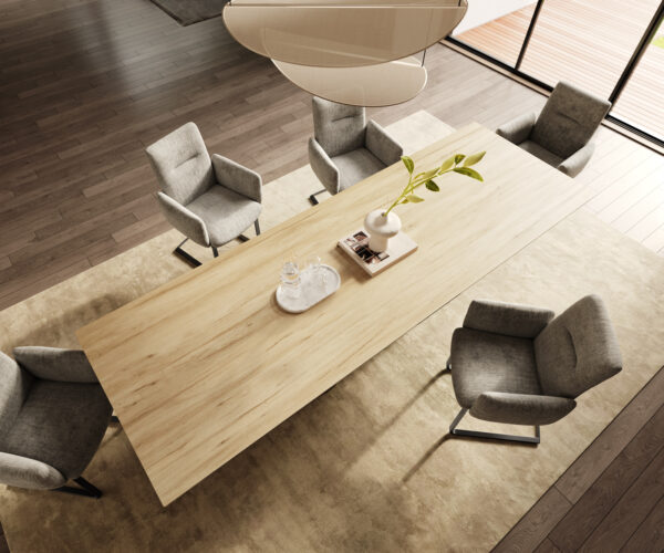 Jídelní stůl Edge 300x100 cm keramika Laminam® Sabbia dubová barva Pilier nerezová ocel grafitová - Image 4