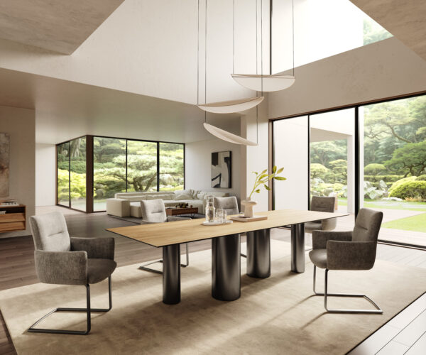Jídelní stůl Edge 300x100 cm keramika Laminam® Sabbia dubová barva Pilier nerezová ocel grafitová - Image 7