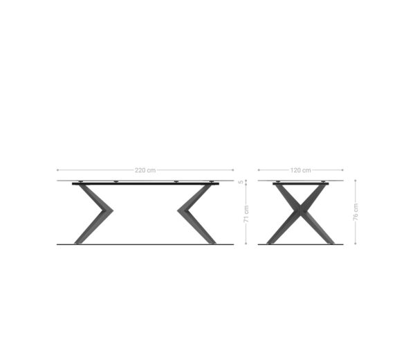 Jídelní stůl Edge oválný 220x120 keramický Laminam® Nero Greco antracit Zenthara úhlový kov černý - Image 7
