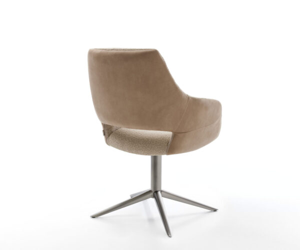 Jídelní židle Yago-Flex s područkami, kombinované materiály, taupe, křížová podnož grafitová, otočné o 360°, funkce houpání, jádro s kapsovými pružinami - Image 5