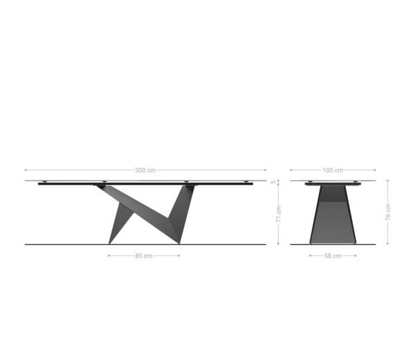 Jídelní stůl Edge 300x100 cm keramika Calacatta Luxe bílá-zlatá-šedá Origami kov zlatý - Image 8