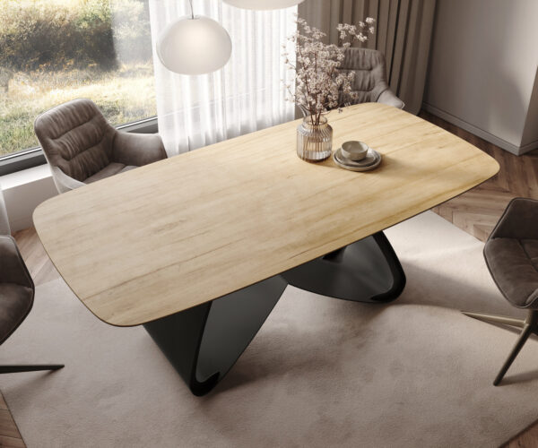 Jídelní stůl Edge Boot 200x100 keramika Laminam® Sabbia dubová barva W-podnož kov černá - Image 4