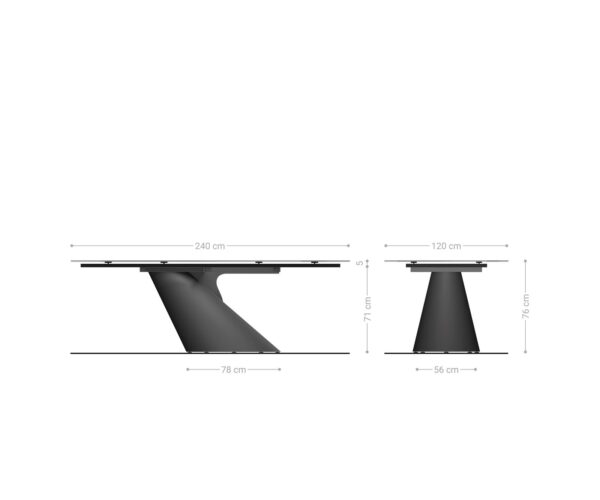 Jídelní stůl Edge lodní tvar 240x100 cm keramika Calacatta Luxe bílá-zlatá-šedá Cono kov stříbrný - Image 9