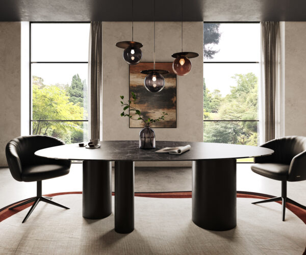 Jídelní stůl Edge oválný 220x120 keramika Laminam® Nero Greco antracit Troa kov černý - Image 2