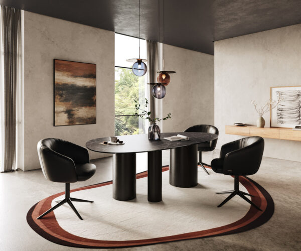Jídelní stůl Edge oválný 220x120 keramika Laminam® Nero Greco antracit Troa kov černý - Image 6