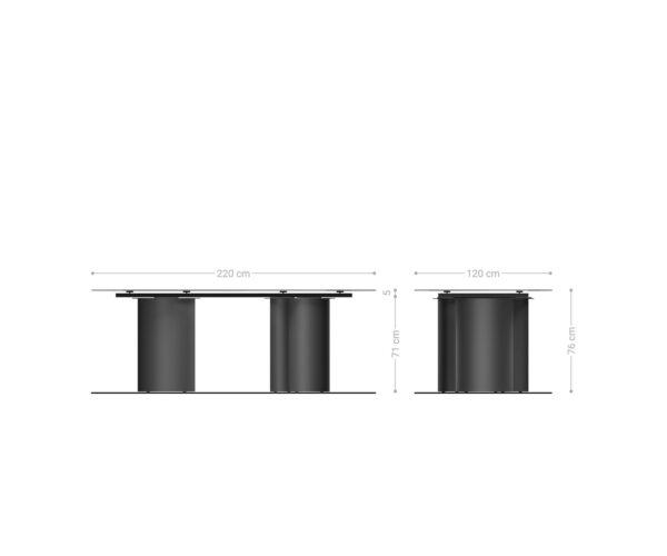 Jídelní stůl Edge oválný 220x120 keramika Laminam® Nero Greco antracit Troa kov černý - Image 7