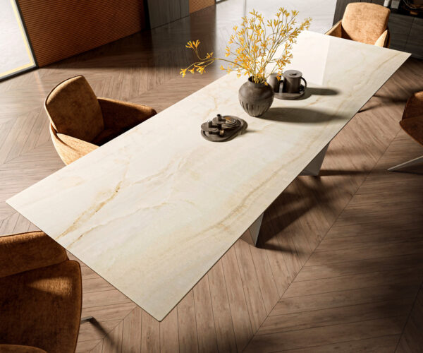 Jídelní stůl Edge 300x100 keramika Laminam® Onice Oro Spider plochý nerezová ocel - Image 4