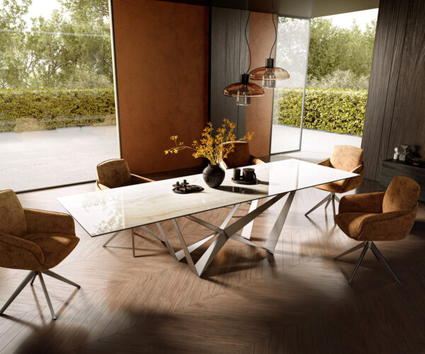 Jídelní stůl Edge 300x100 keramika Laminam® Onice Oro Spider plochý nerezová ocel - Image 7