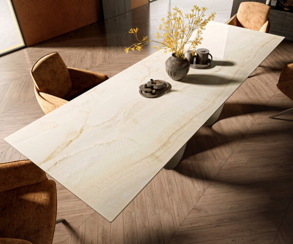 Jídelní stůl Edge 300x100 keramika Laminam® Onice Oro Infinity, kovový efekt titanový povrch - Image 4