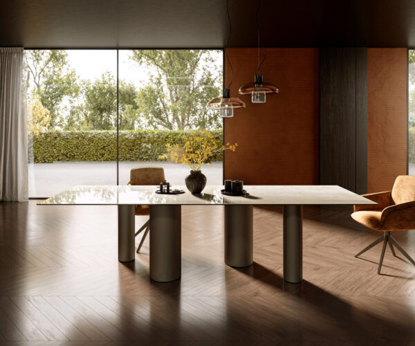 Jídelní stůl Edge 300x100 keramika Laminam® Onice Oro Pilier s kovovým efektem zlatá metalíza - Image 2