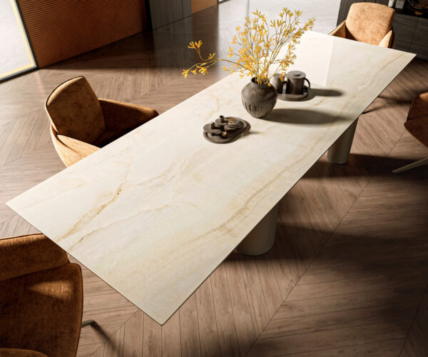Jídelní stůl Edge 300x100 keramika Laminam® Onice Oro Pilier s kovovým efektem zlatá metalíza - Image 4