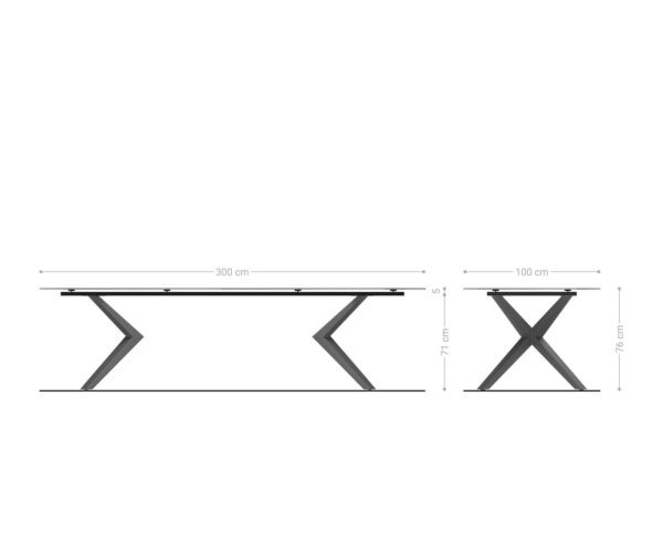Jídelní stůl Edge 300x100 keramika Laminam® Onice Oro Zenthara s úhlovým kovovým efektem titanového provedení - Image 8