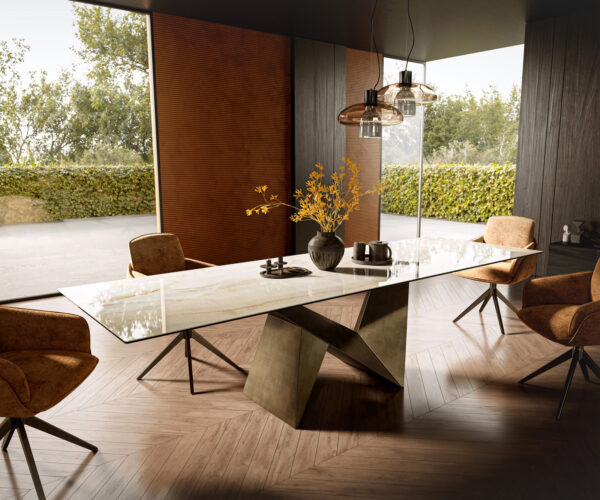 Jídelní stůl Edge 300x100 keramika Laminam® Onice Oro Origami metalická zlatá - Image 2
