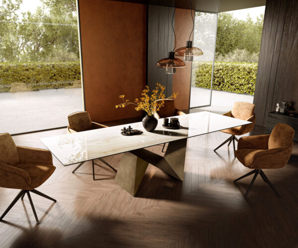 Jídelní stůl Edge 300x100 keramika Laminam® Onice Oro Origami metalická zlatá - Image 7
