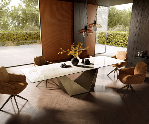 Jídelní stůl Edge 300x100 keramika Laminam® Onice Oro Prisma Metallic Gold - Image 7