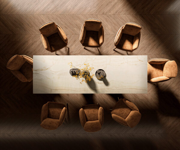 Jídelní stůl Edge 300x100 keramika Laminam® Onice Oro Prisma Metallic Gold - Image 6