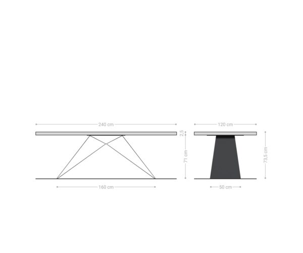 Jídelní stůl Edge lodě tvaru 240x100 cm přírodní dub V-rám plochý kov černý švýcarský - Image 6