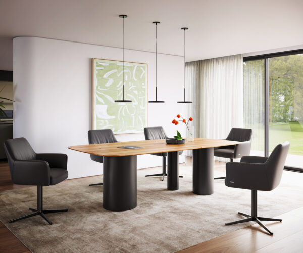 Jídelní stůl Edge lodní tvar 240x100 cm přírodní dub Troa kov černý švýcarský - Image 5