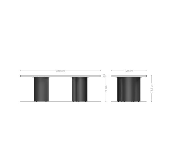 Jídelní stůl Edge lodní tvar 240x100 cm přírodní dub Troa kov černý švýcarský - Image 6