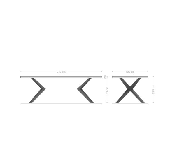 Jídelní stůl Edge lodní tvar 240x100 cm přírodní dub Zenthara úhlový kov černý švýcarský - Image 6