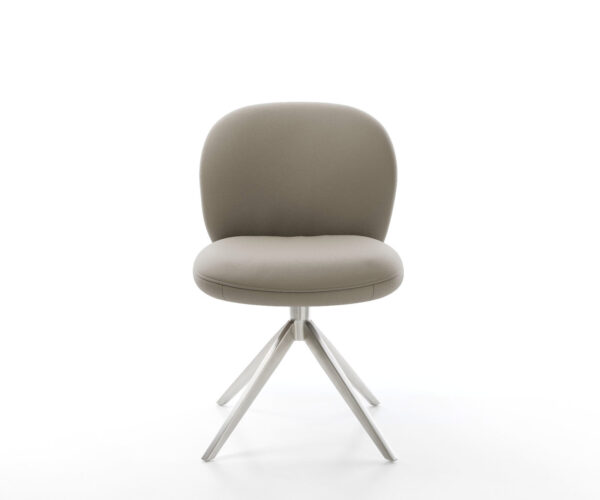 Jídelní židle Nube-Flex pravá kůže taupe, křížová konstrukce, široká, nerezová ocel, otočné o 360°, funkce houpání, jádro s taštičkovými pružinami - Image 2