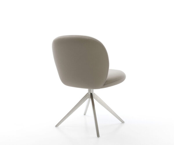 Jídelní židle Nube-Flex pravá kůže taupe, křížová konstrukce, široká, nerezová ocel, otočné o 360°, funkce houpání, jádro s taštičkovými pružinami - Image 5