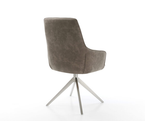 Jídelní židle Zelia-Flex s područkami mikrovlákno taupe vintage křížová konstrukce široké nerezové 360° otočné houpací funkce jádro s taštičkovými pružinami - Image 5