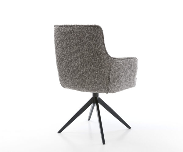 Jídelní židle Heira-Flex s područkami, bouclé stříbrnošedé, křížová kovová černá podnož, otočné o 360°, s funkcí houpání, jádro z taštičkových pružin - Image 5