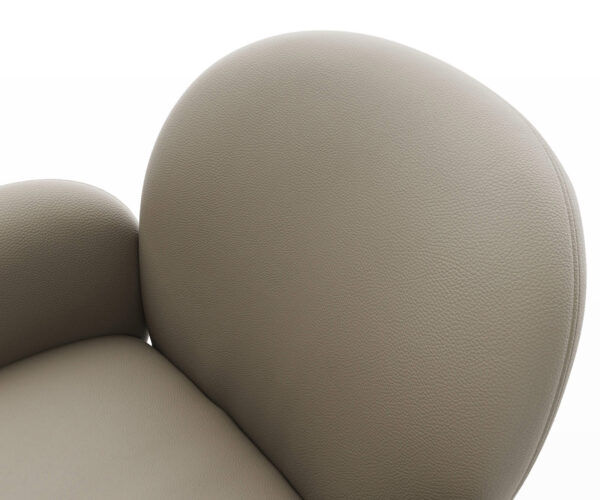 Jídelní židle Nube-Flex s područkami, pravá kůže taupe, křížová podnož, široké provedení, nerezová ocel, prodejní model, otočné o 360°, funkce houpání, jádro z taštičkových pružin - Image 4
