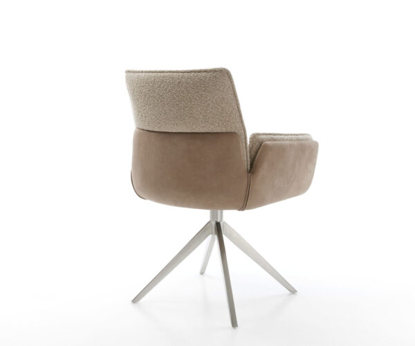 Jídelní židle Nela-Flex smíšené materiály taupe křížový rám široký nerezová ocel 360° otočné s houpací funkcí - Image 5