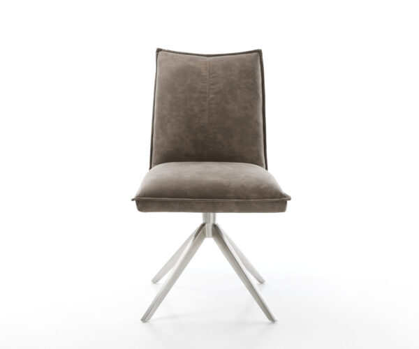 Jídelní židle Lelio-Flex mikrovlákno taupe vintage křížová konstrukce široká nerezová ocel 360° otočná houpací funkce jádro z taštičkových pružin - Image 2