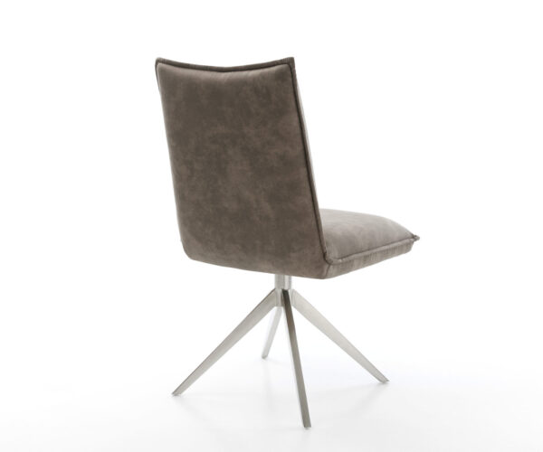 Jídelní židle Lelio-Flex mikrovlákno taupe vintage křížová konstrukce široká nerezová ocel 360° otočná houpací funkce jádro z taštičkových pružin - Image 5