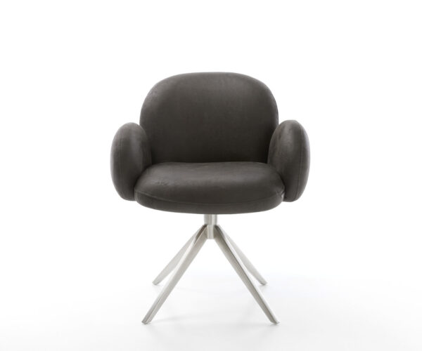 Jídelní židle Nube-Flex mikrovlákno antracit vintage křížový rám široký nerezová ocel 360° otočné houpací funkce jádro z taštičkových pružin - Image 2
