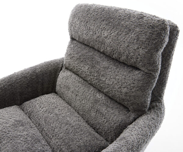 Jídelní židle Abelia-Flex s područkami, bouclé šedé, křížová podnož, široké, grafitové, otočné o 360°, s houpací funkcí - Image 4
