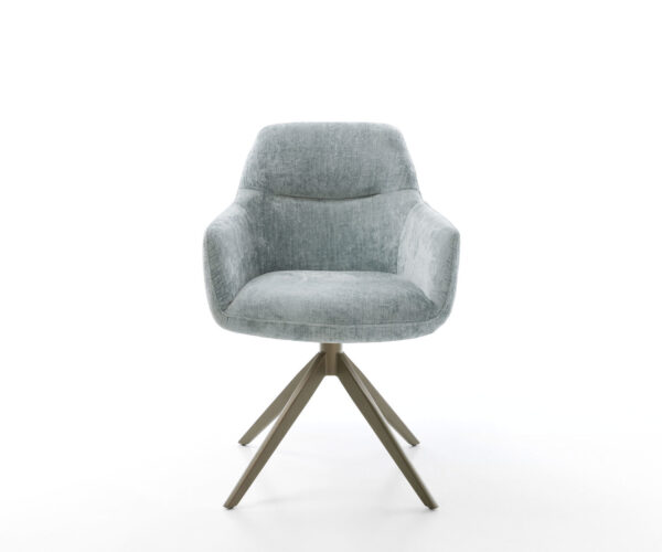 Jídelní židle Pejo-Flex chenille pastelově modré, křížová podnož, široký efekt, titanové provedení, otočné o 360° s funkcí houpání - Image 2